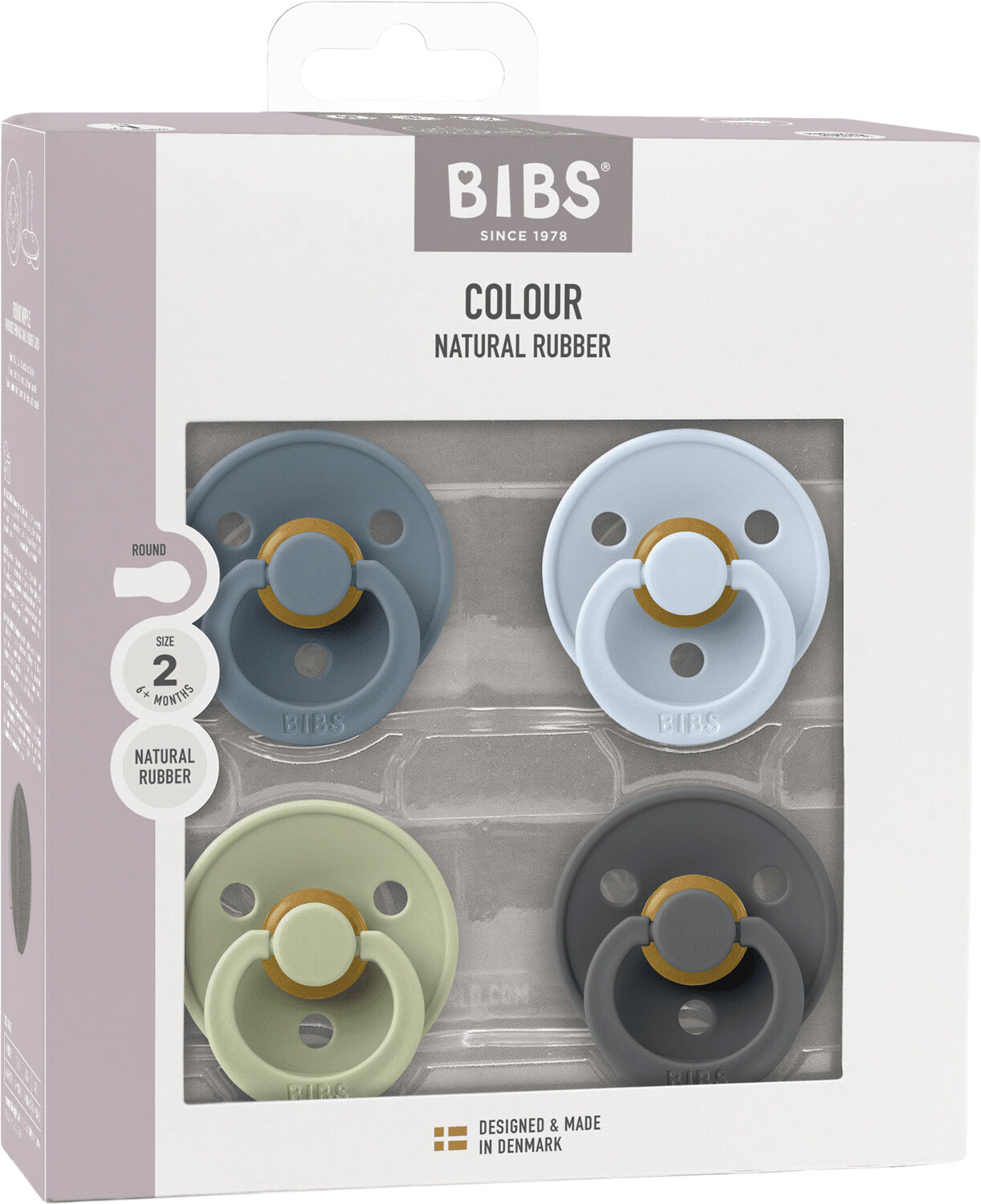 BIBS Pacifier Colour 4 PACK Latex Size 2 Petrol/Sage/Baby Bl