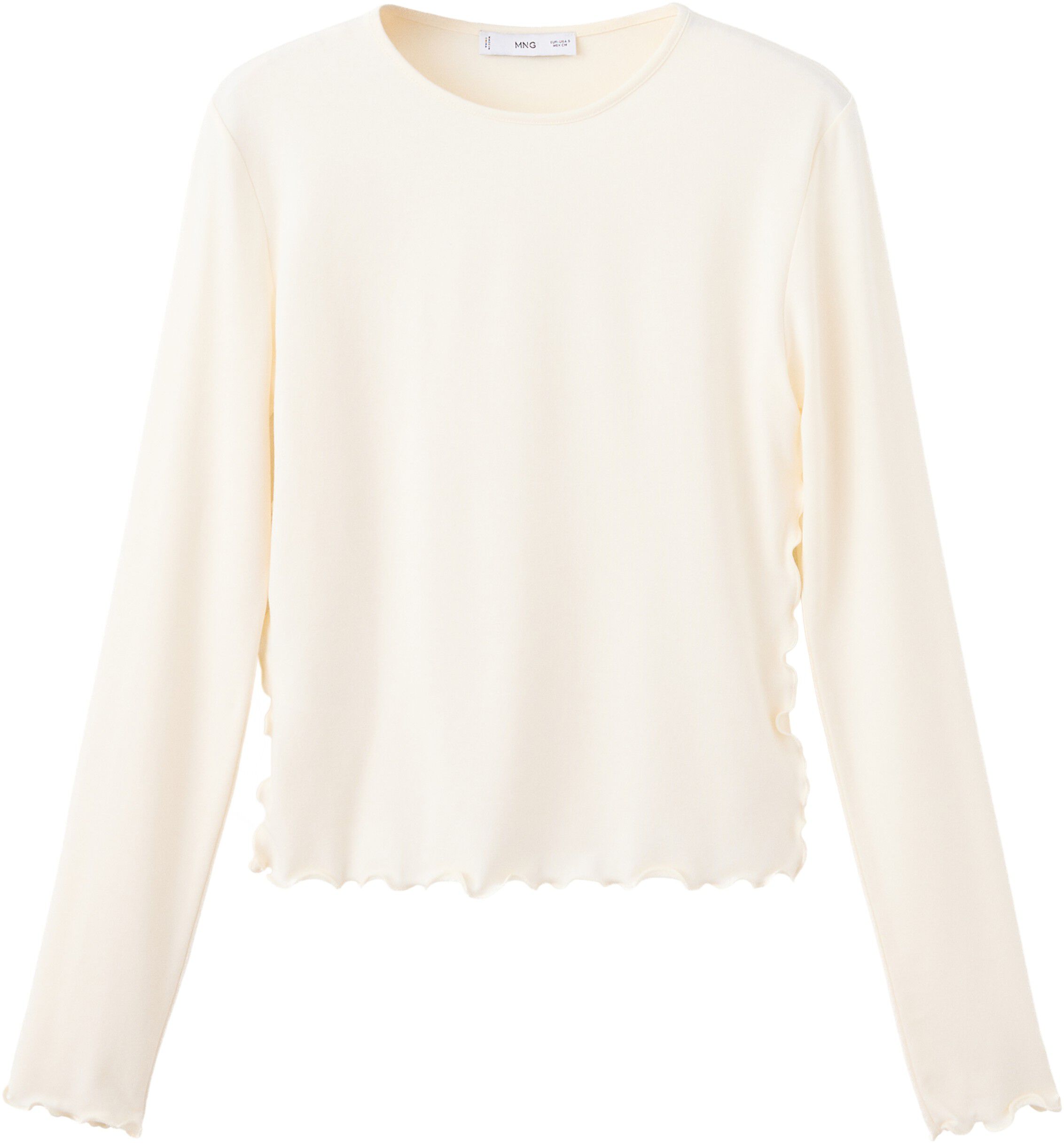 Ribbed T-shirt with scalloped trim