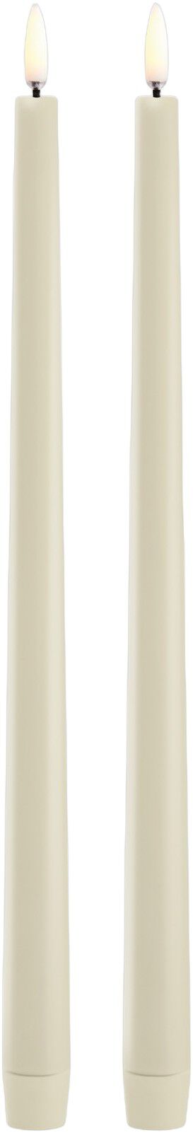 LED slim taper candle, Oyster Grey, Smooth, 2-pack, 2,3x32 c