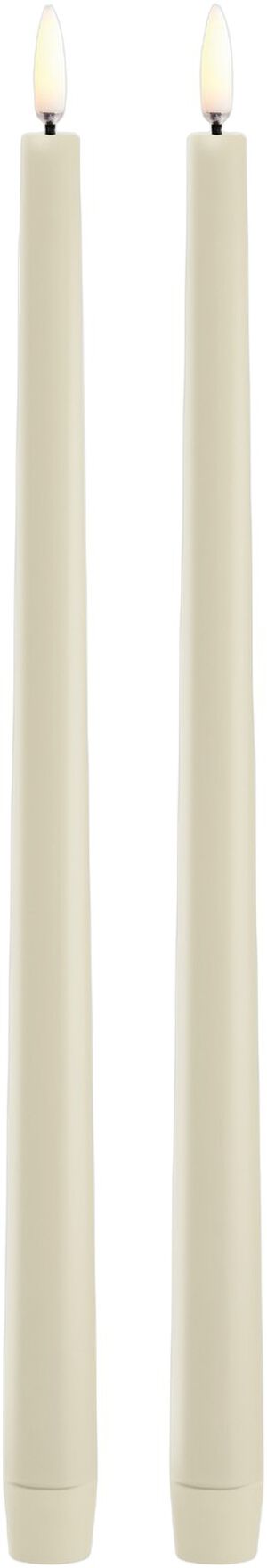 LED slim taper candle, Oyster Grey, Smooth, 2-pack, 2,3x32 c