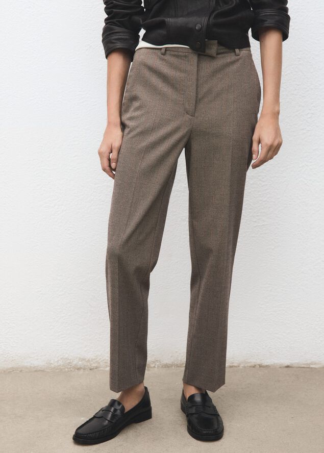 Slim cropped pinstripe trousers