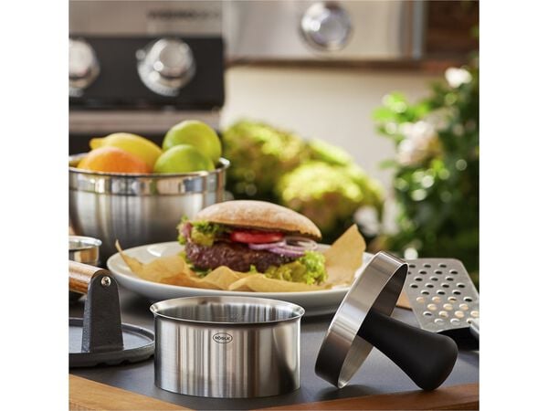 Burgerpresser PRO 12,2 x 9 cm 18/10 stål/TPE