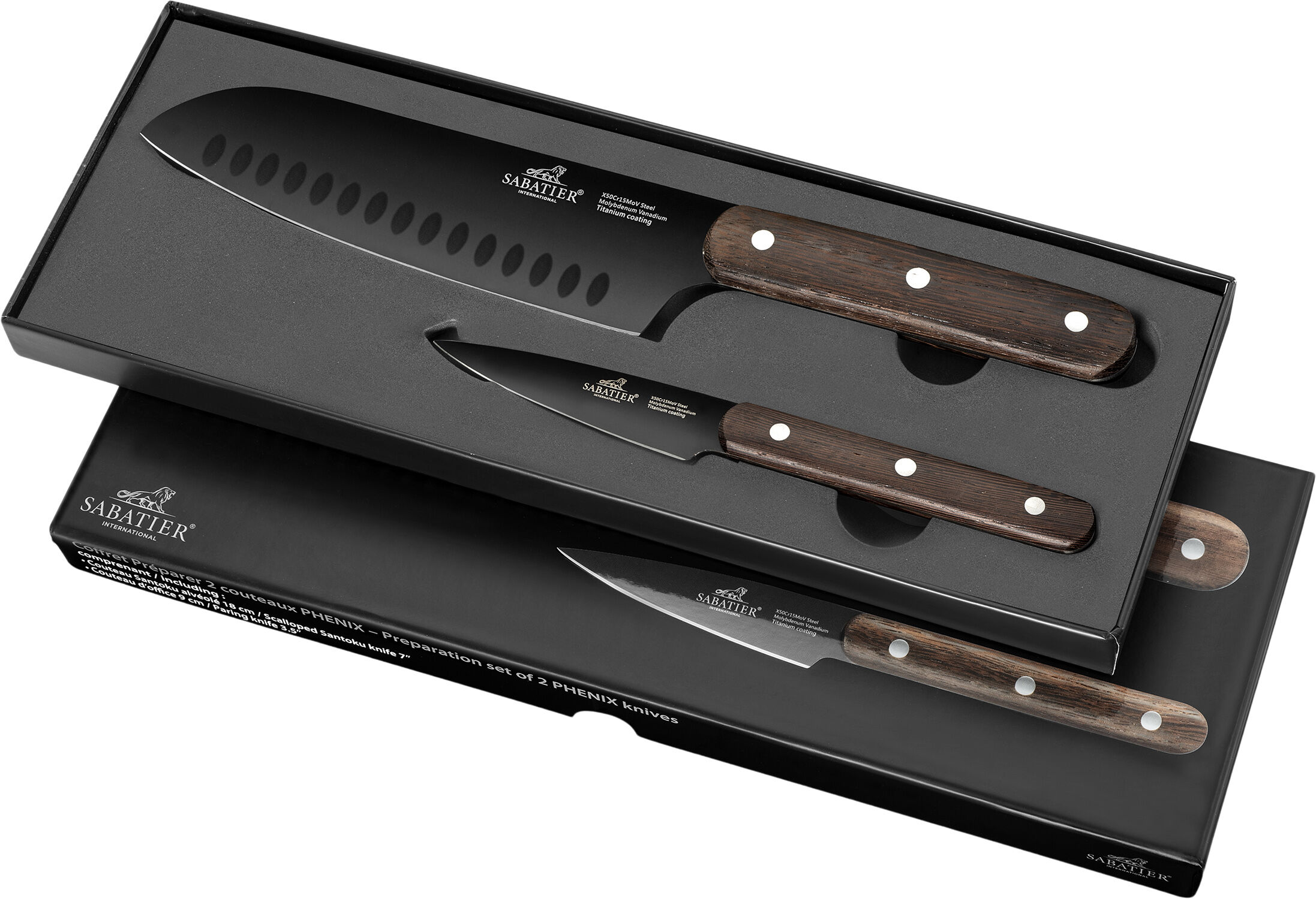 Phenix knivs&aelig;t 2 dele sort/tr&aelig;