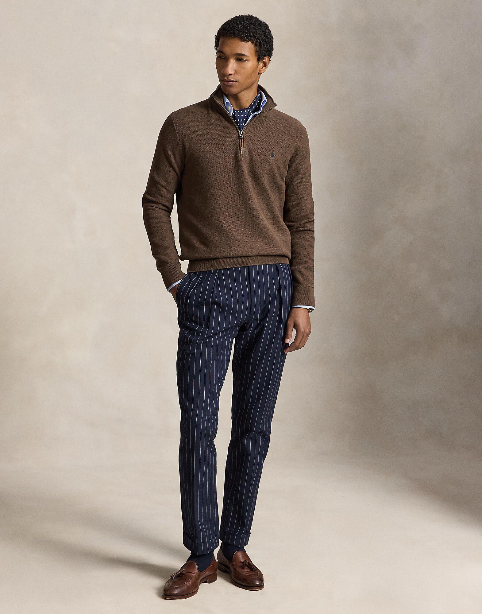 Mesh-Knit Cotton Quarter-Zip Sweater