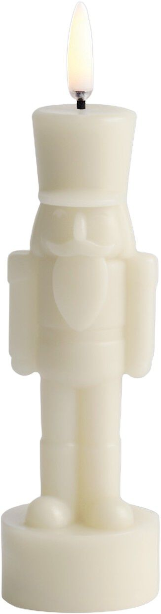 LED candle, Nutcracker, Oyster grey, Smooth, 6x16,5 cm
