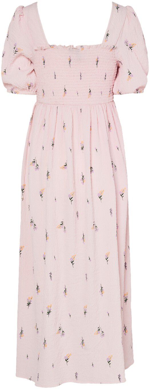 PCJEO SS SQUARE NECK MIDI DRESS WVN