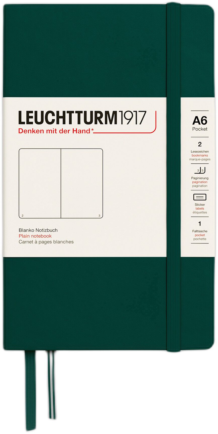 LT1917 Notesbog A6 Blank HC - Forest Green 370297