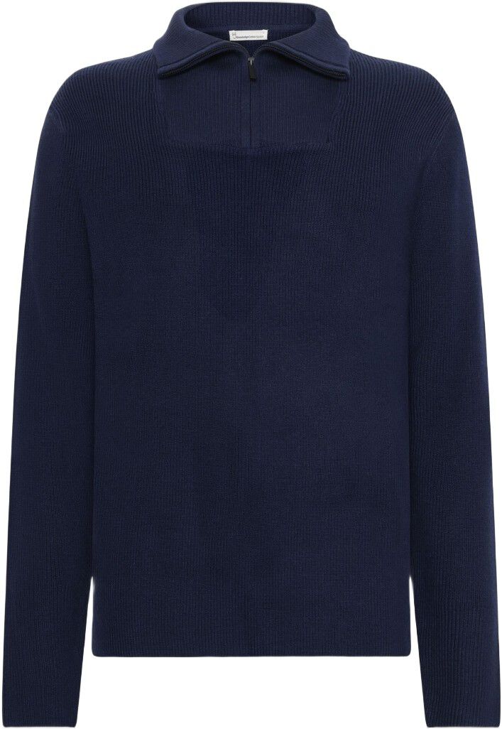 1/2 neck zip merino wool rib knit - RWS