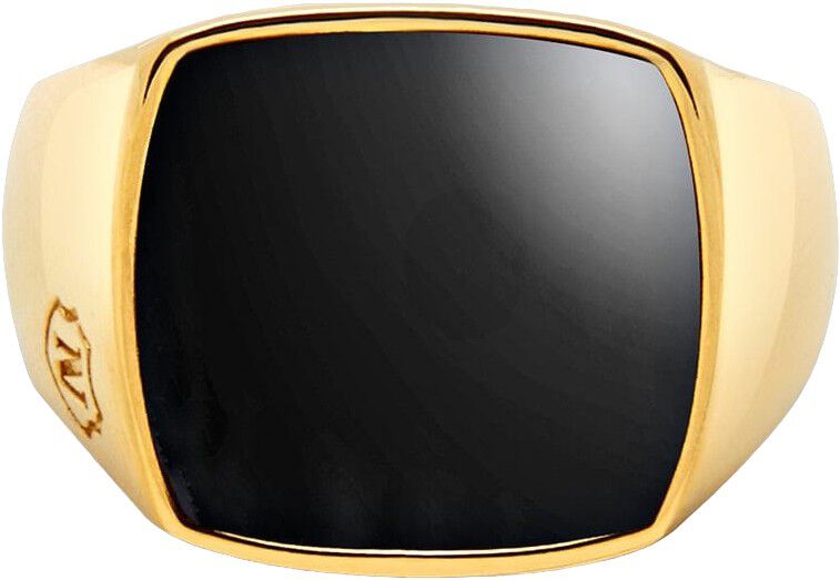 Men's Gold Signet Ring with Onyx