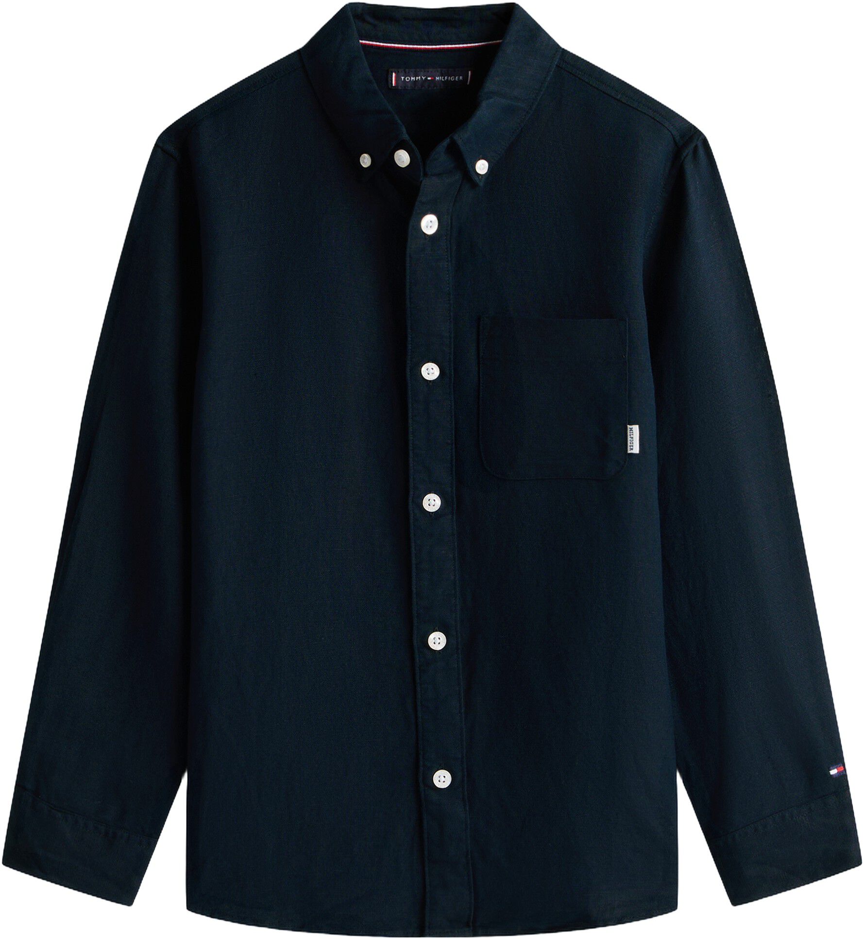 Relaxed Fit Flag Embroidery Linen Blend Shirt