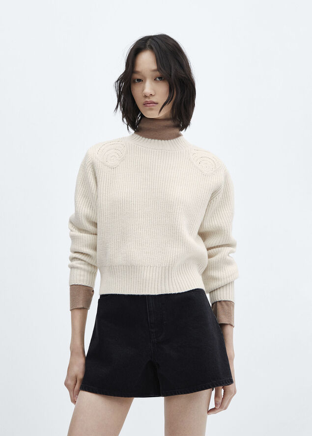 Perkins neck sweater with shoulder