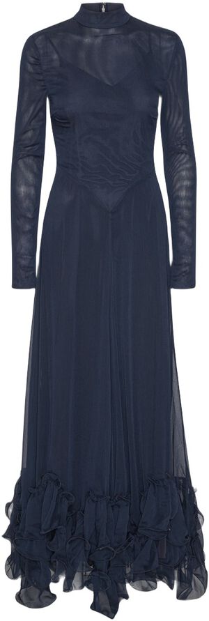 CHIFFON MAXI RUFFLE DRESS