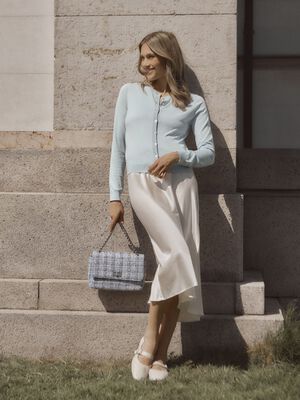 RWCapri Silk LS O-neck Cardigan