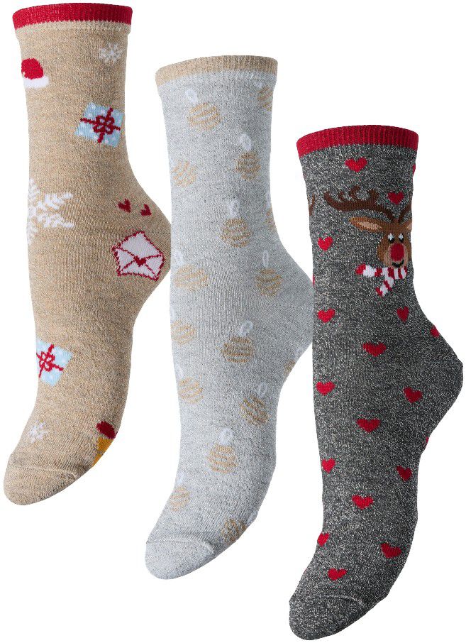 PCJINGLE XMAS GLITTER SOCKS 3-PACK