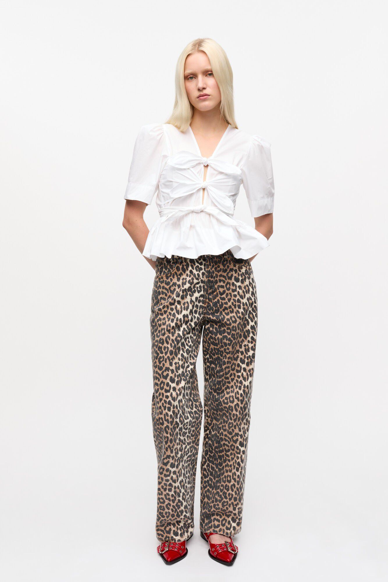 Washed Stretch Cotton Tie Strap Blo