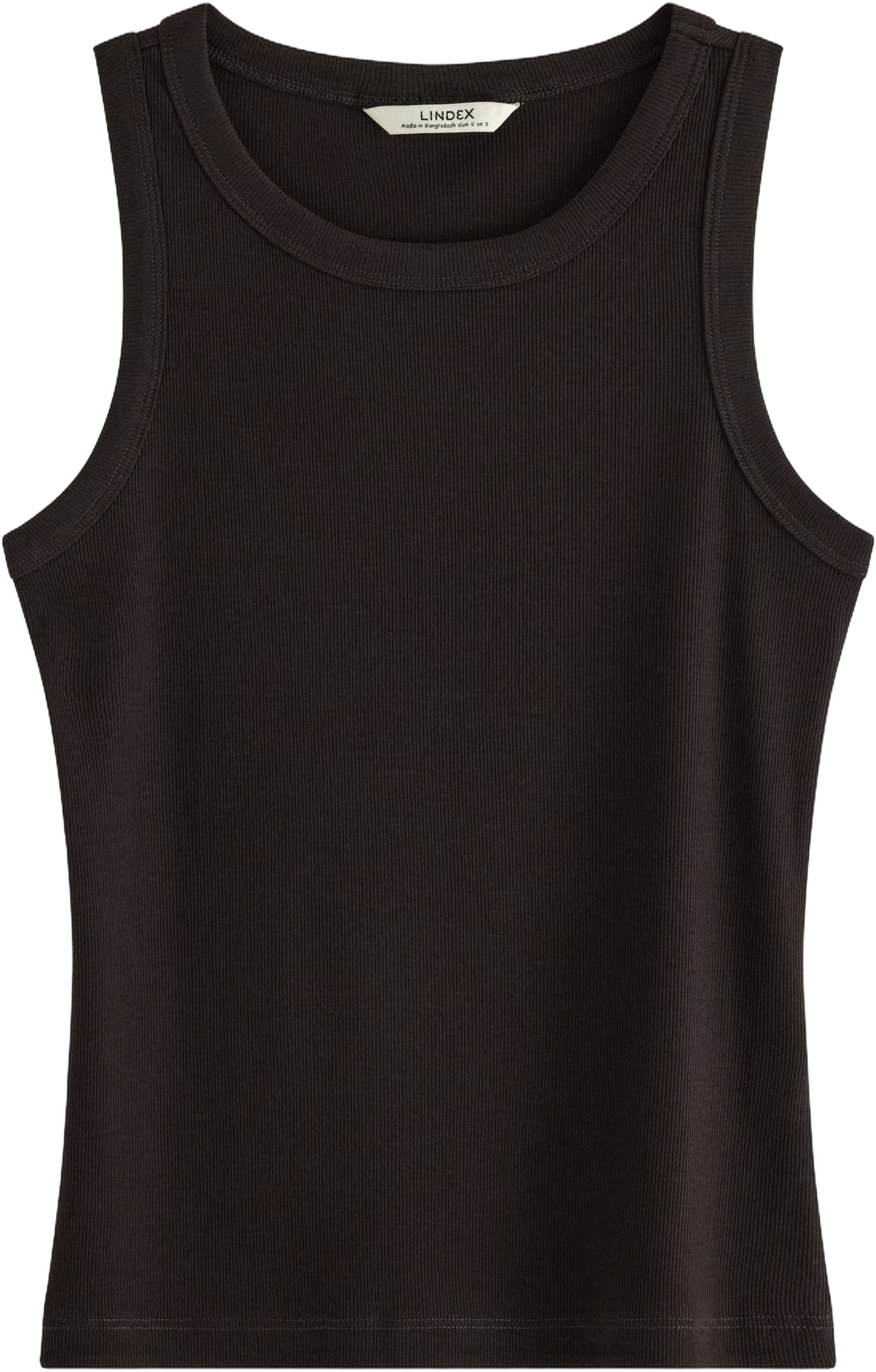 Ribbestrikket tanktop i myk og elas