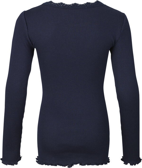 Silk t-shirt regular ls w/ lace