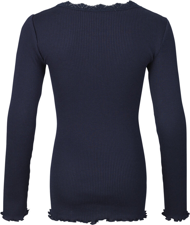 Silk t-shirt regular ls w/ lace