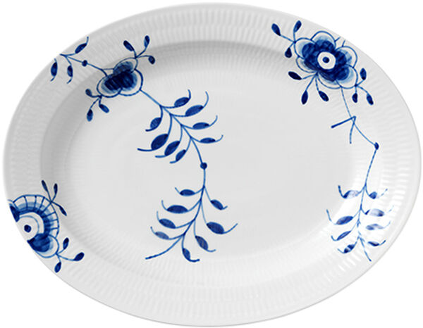 Blå Mega Riflet 36,5 cm. fad