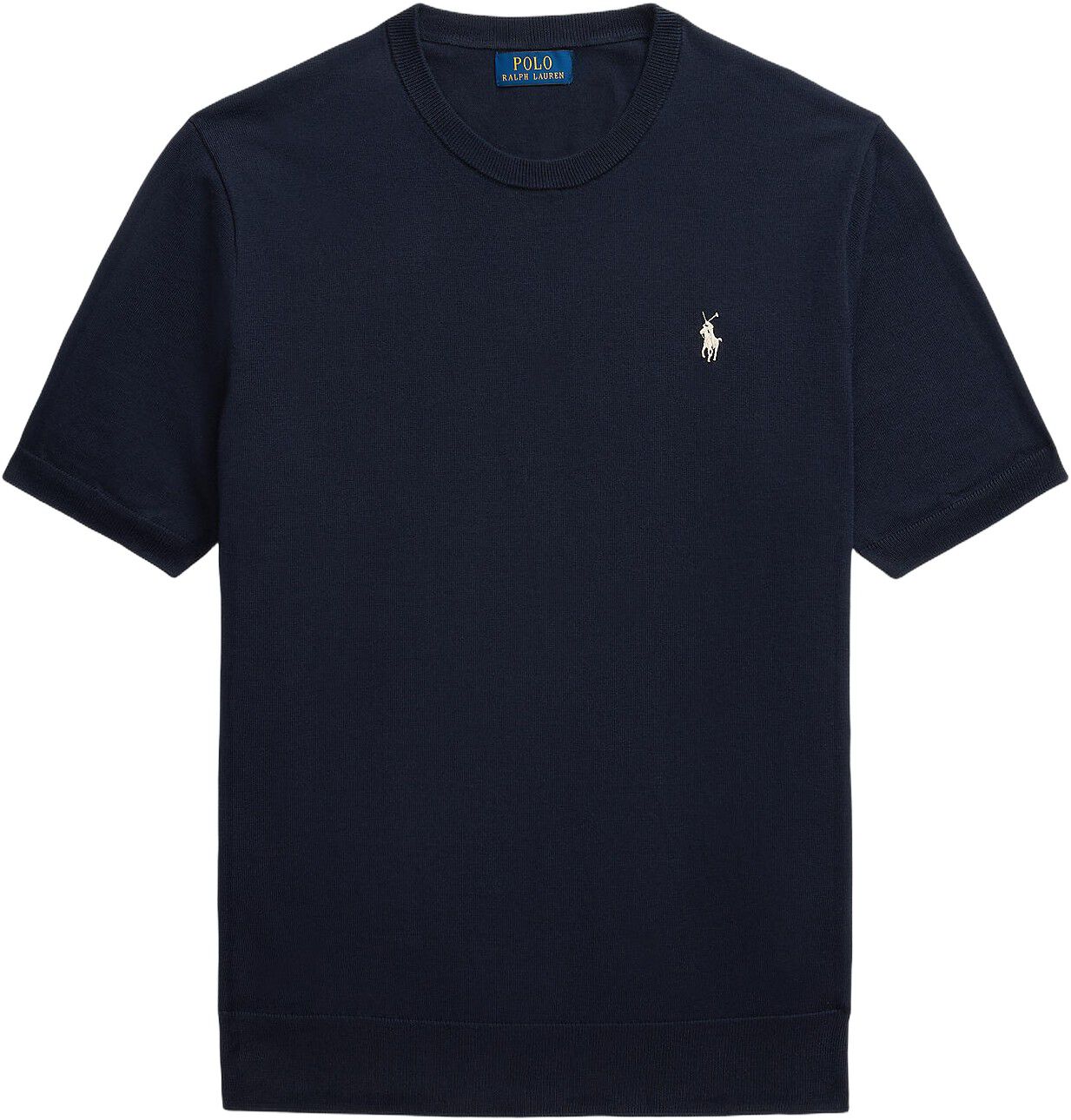 Cotton Crewneck Short-Sleeve Sweater