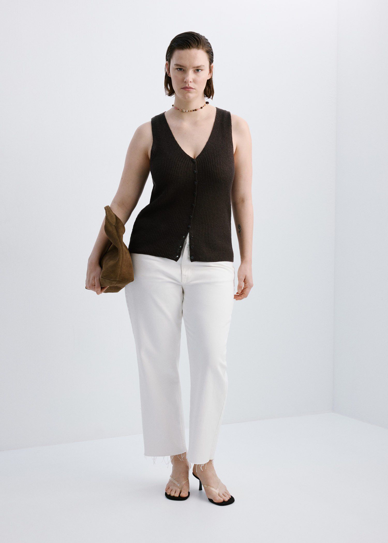 Openwork knitted waistcoat