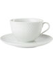 Rhombe tea cup w. saucer, white