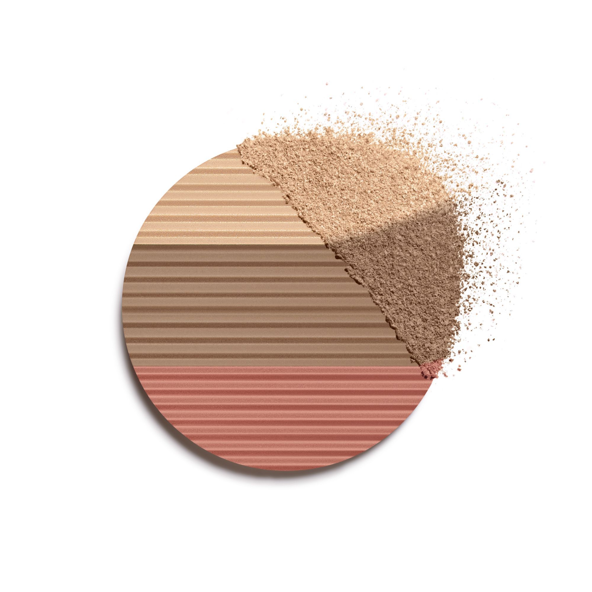 EN HARMONI AF TRE PUDDERE FOR SUND GL&Oslash;D. BRONZER, BLUSH, HIGHLIGHTER