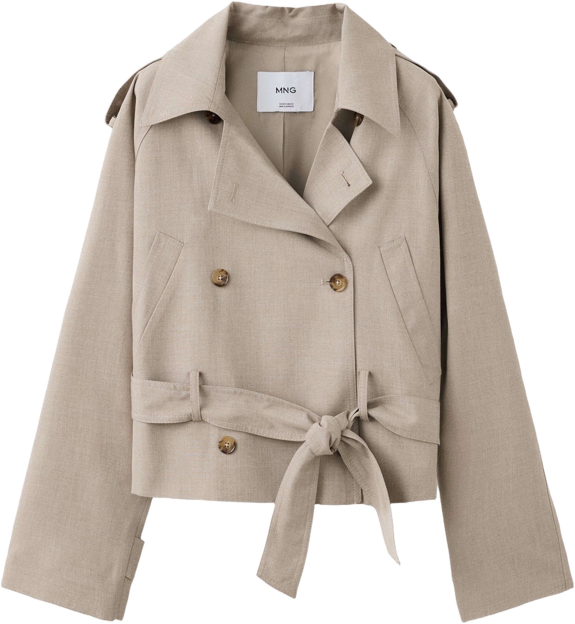 Short trench coat with belt