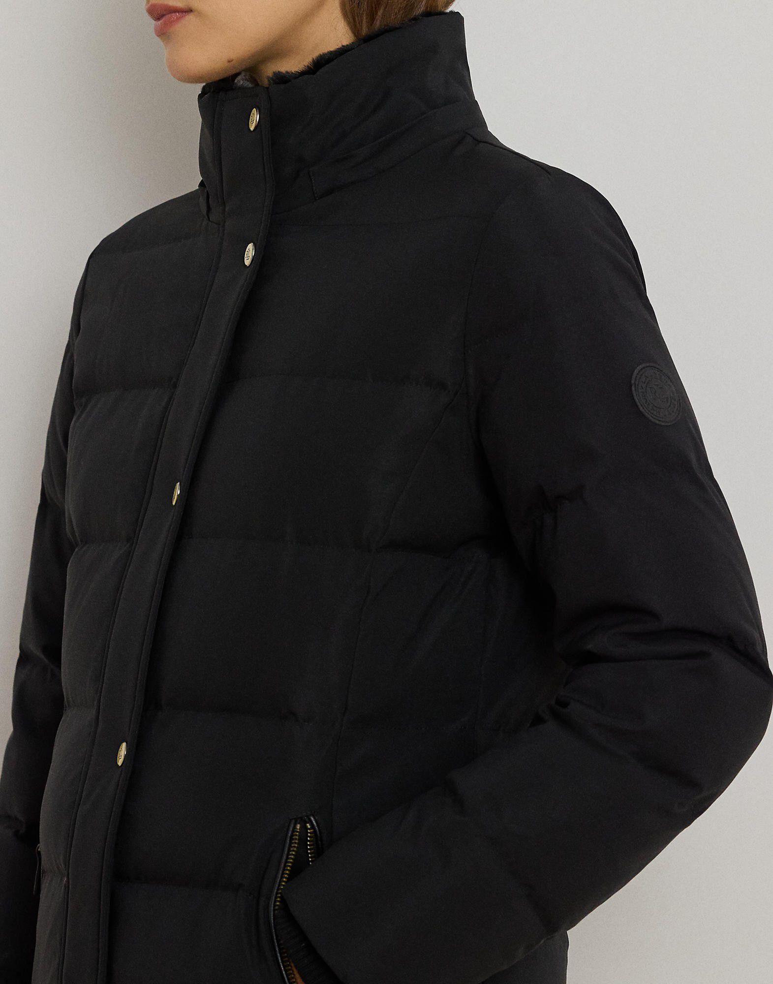 Faux-Fur-Trim Hooded Down Coat