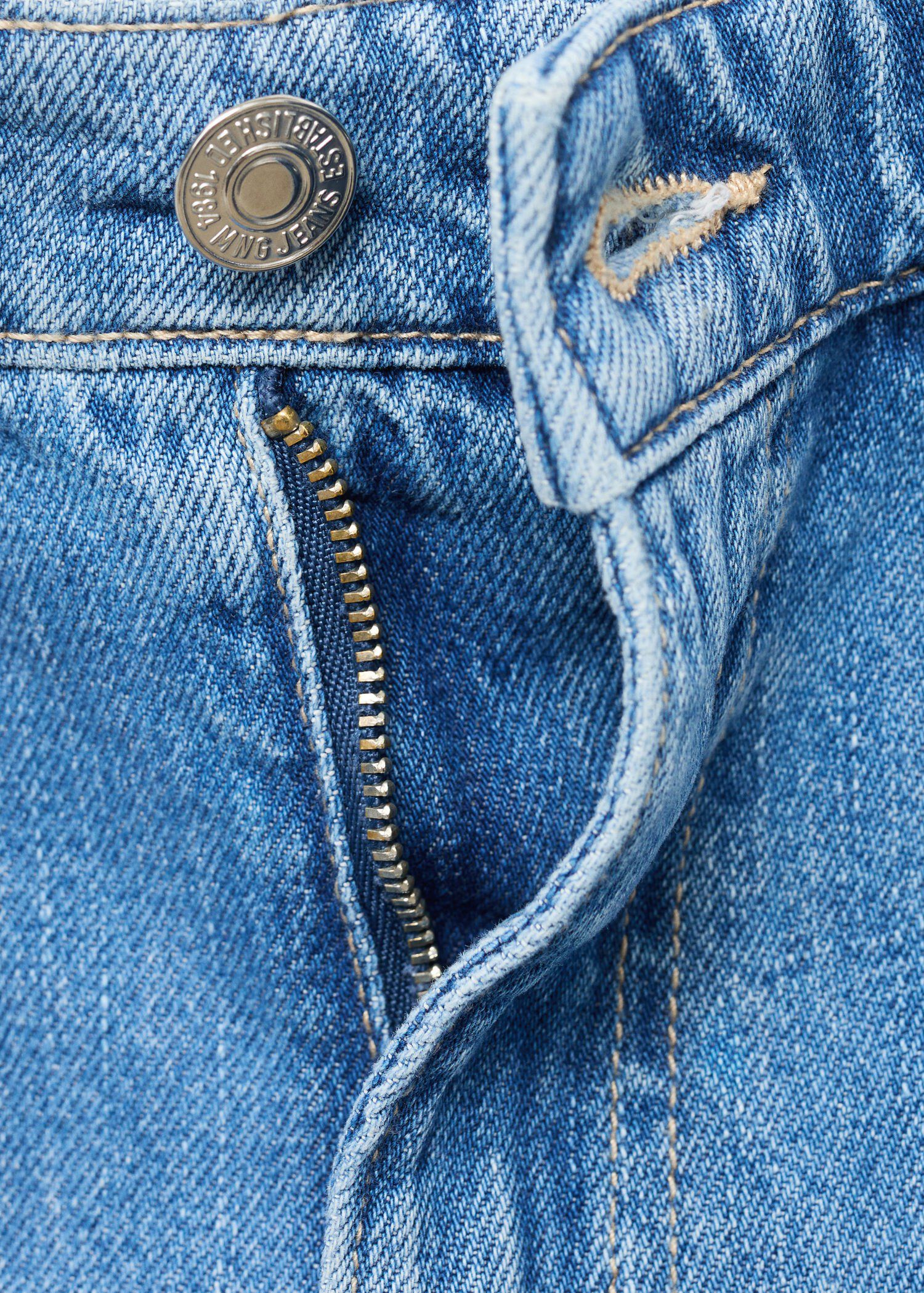 High-waisted straight-fit denim sho