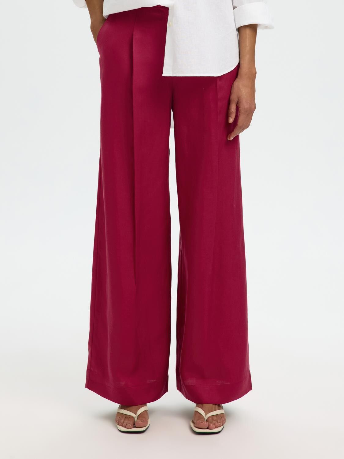 SLWLYRA HW WIDE LINEN BLEND PANT NO