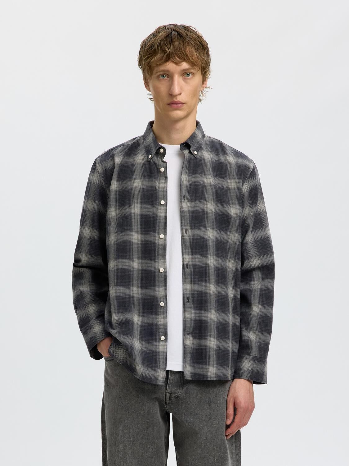 Slmcole-Jay Reg Melange Ls Shirt Noos
