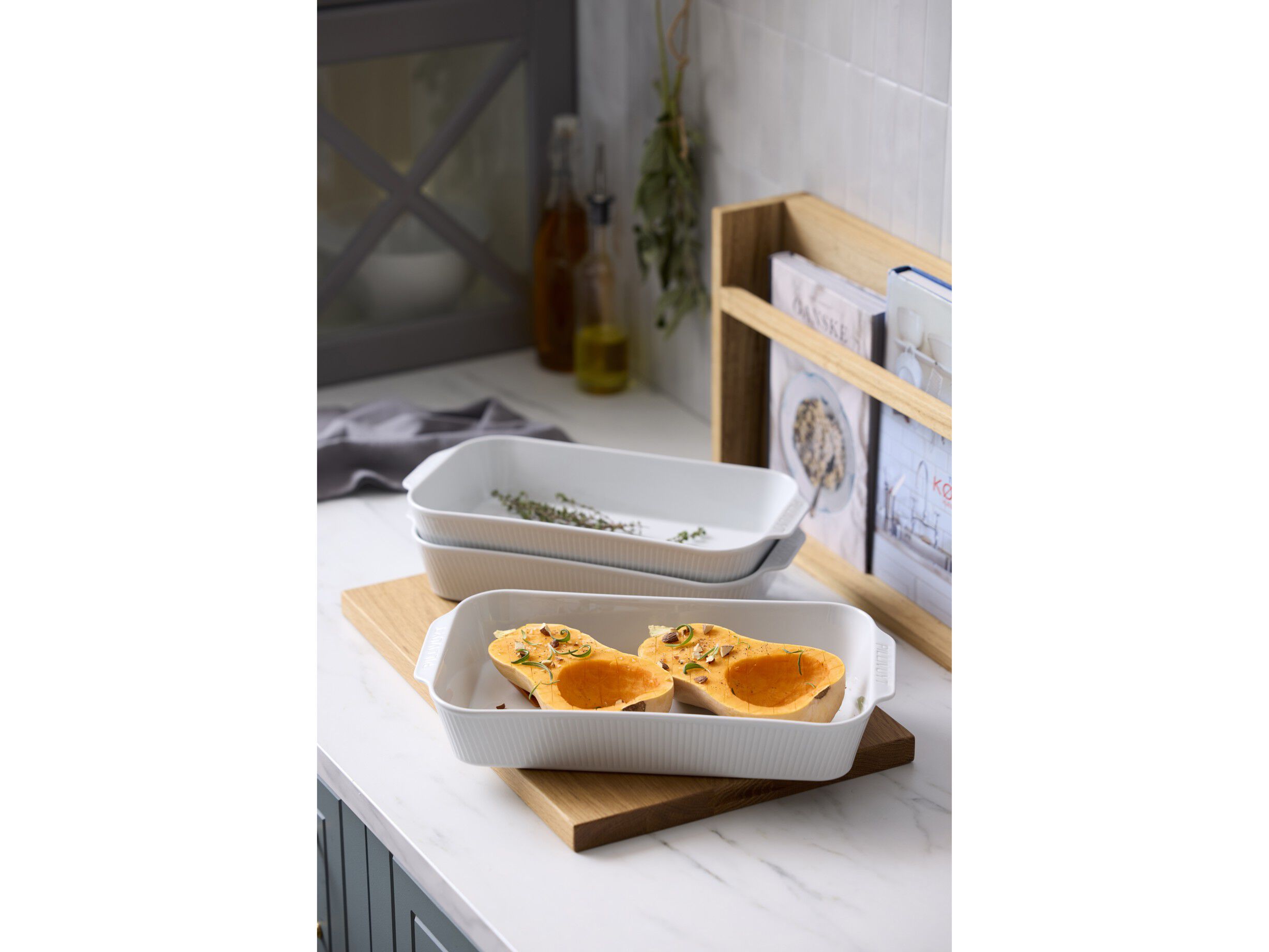 Fad dybt Pliss&eacute; 38 x 21 x 6 cm Hvid