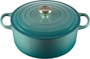 Le Creuset Signature st&oslash;bejern rund gryde 28cm Bleu Riviera