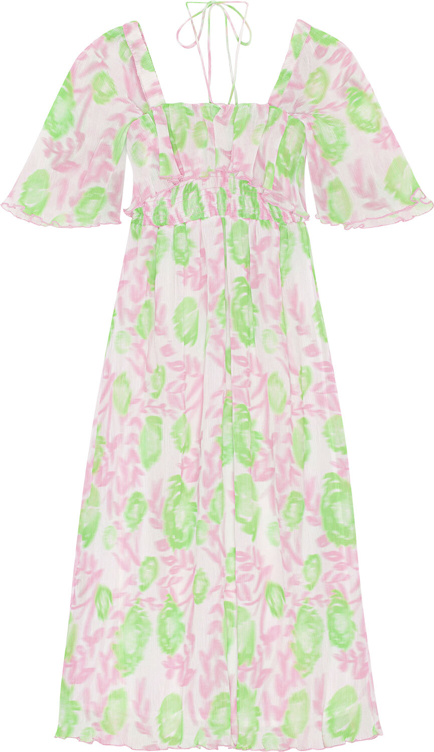 Pleated Georgette Midi Smockkjole