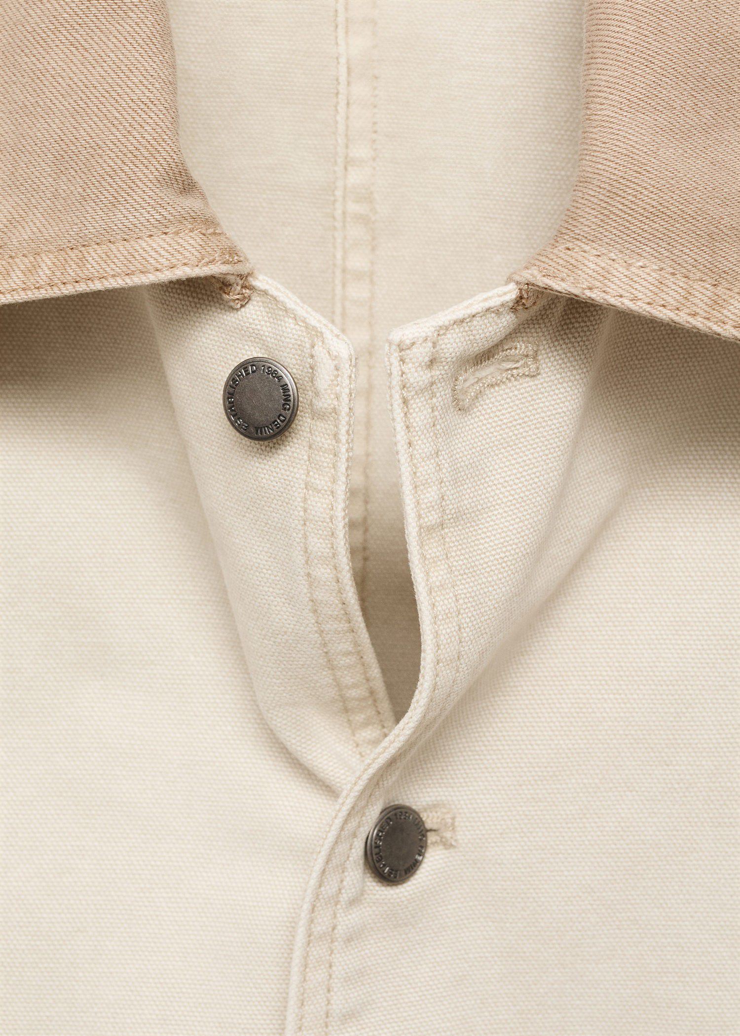 Denim parka with contrasting collar