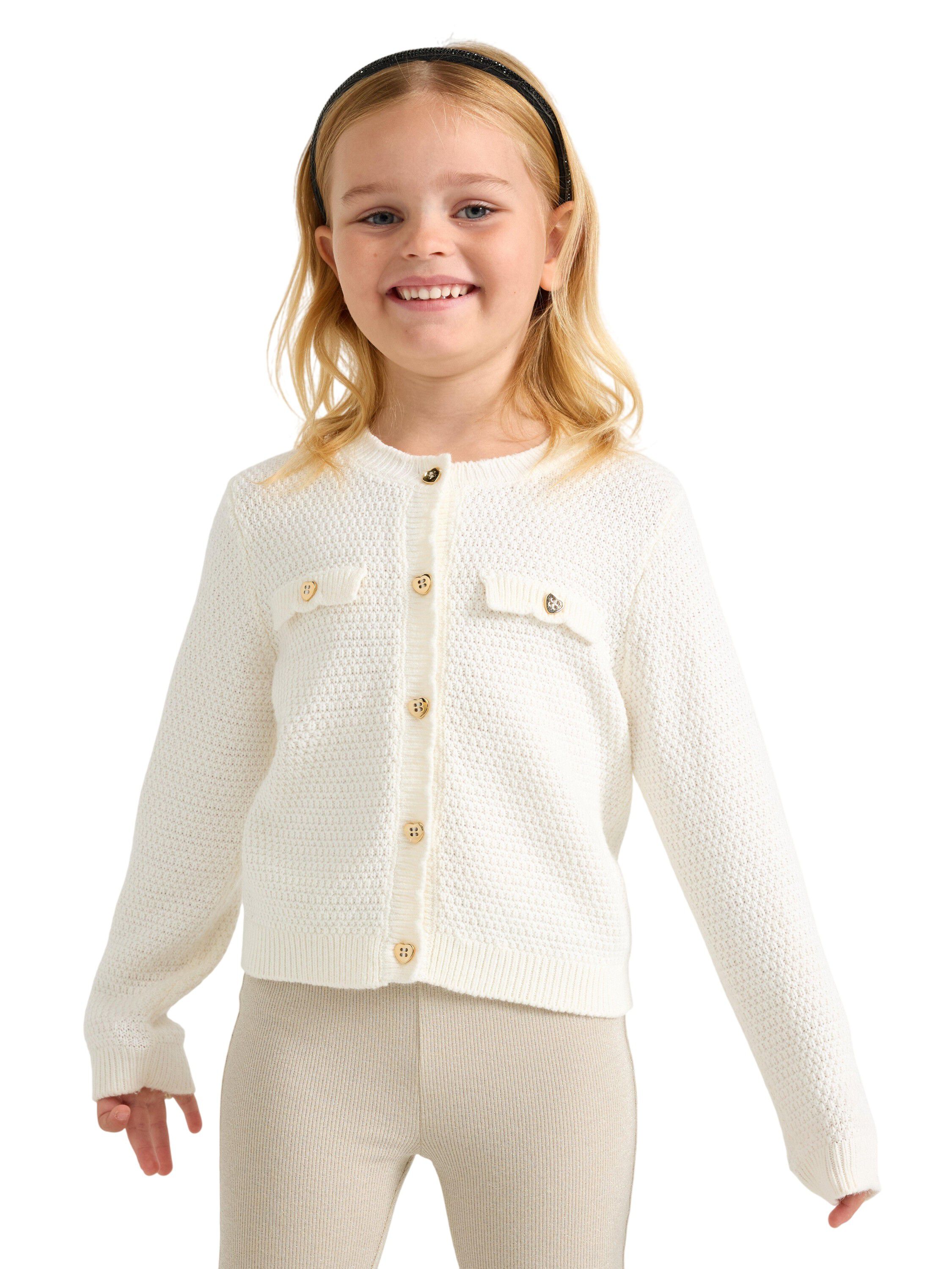 Strikket cardigan med hjerteknapper