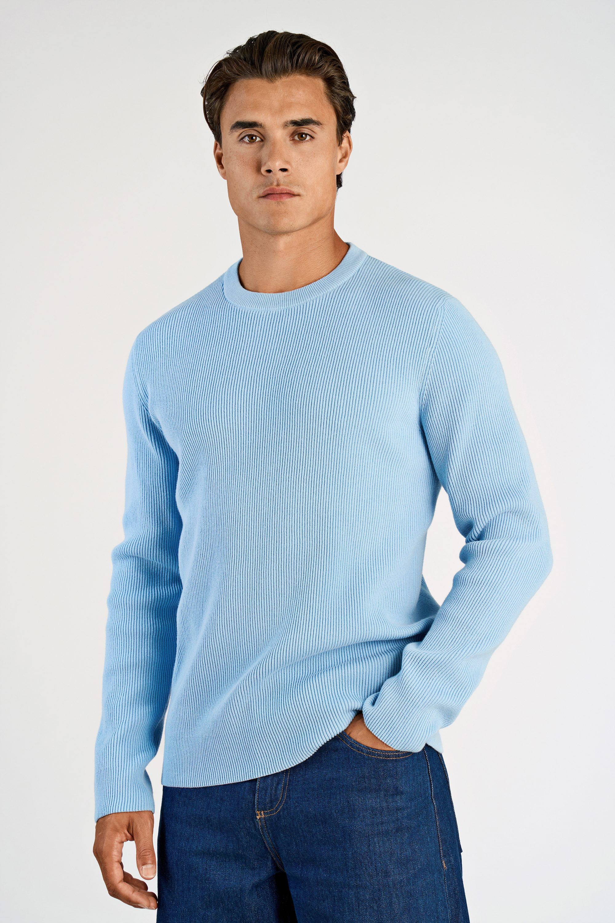 Rib knitted o-neck knit
