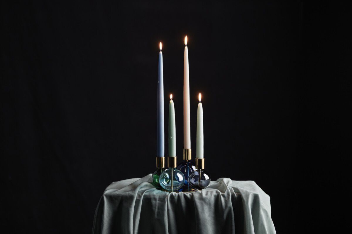 Bubble 4-armet lysestage &Oslash;17. 5 cm bl&aring;/gr&oslash;n