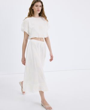 Cotton skirt with embroidery detail