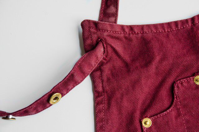 Five Pockets Apron , Slim Fit, Canvas Aubergine Burgundy