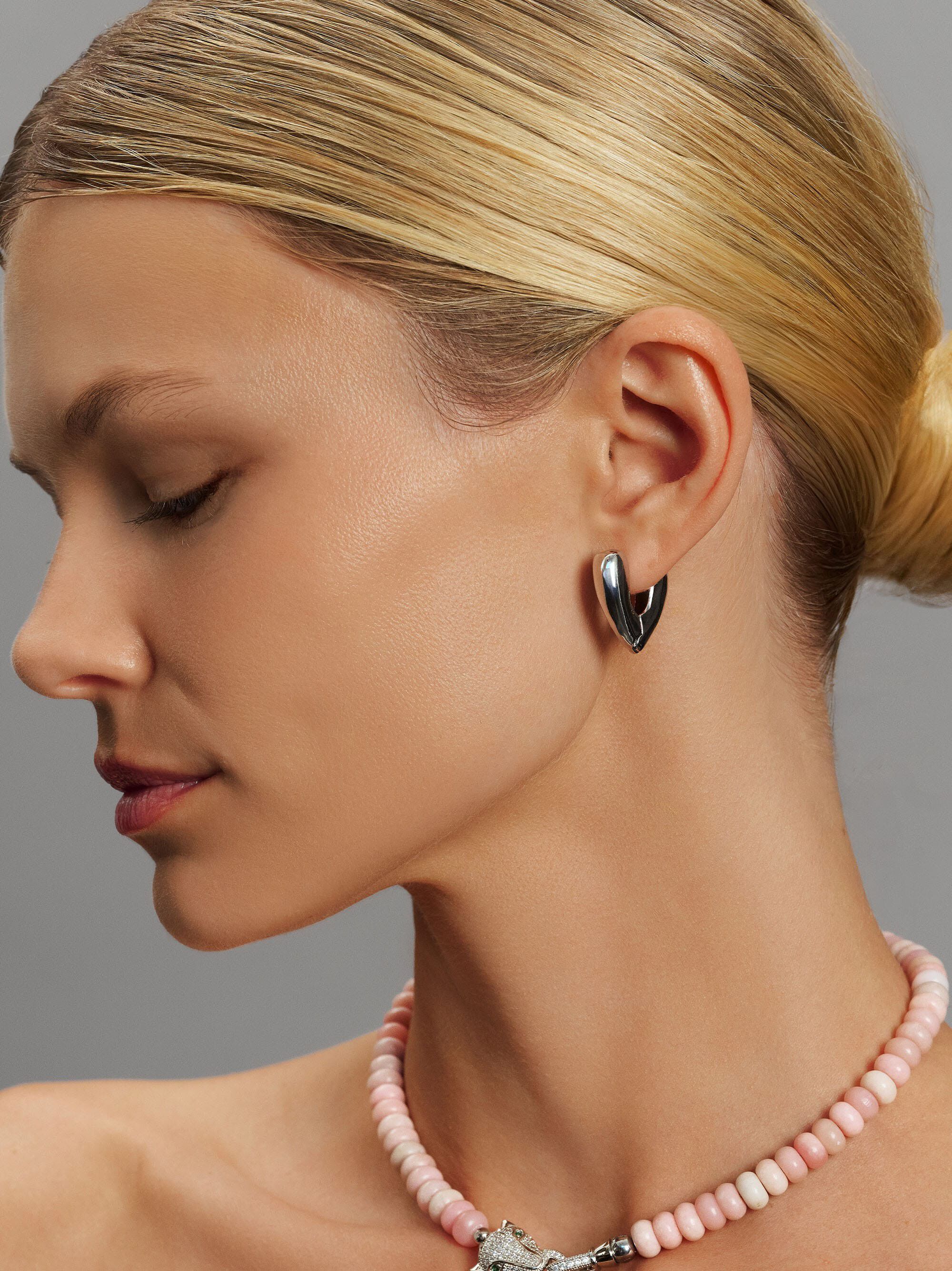 Women's Heart Hoop Earrings in Silver