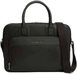 Metal Logo Textured Slim Laptop Bag