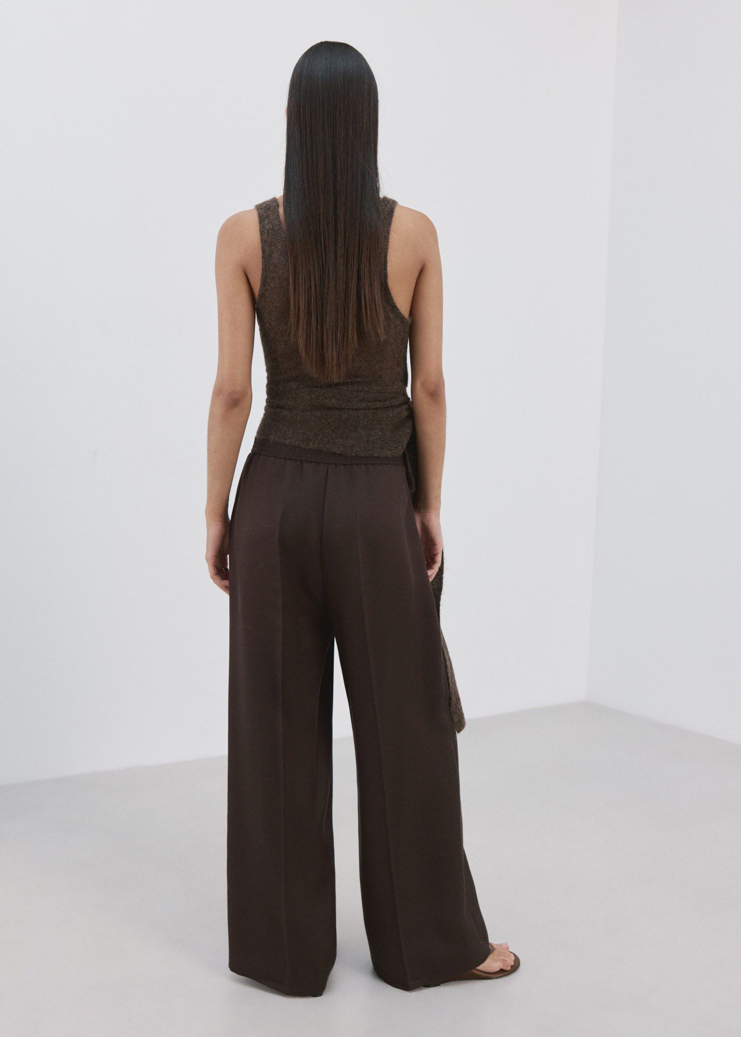High-waisted lyocell trousers