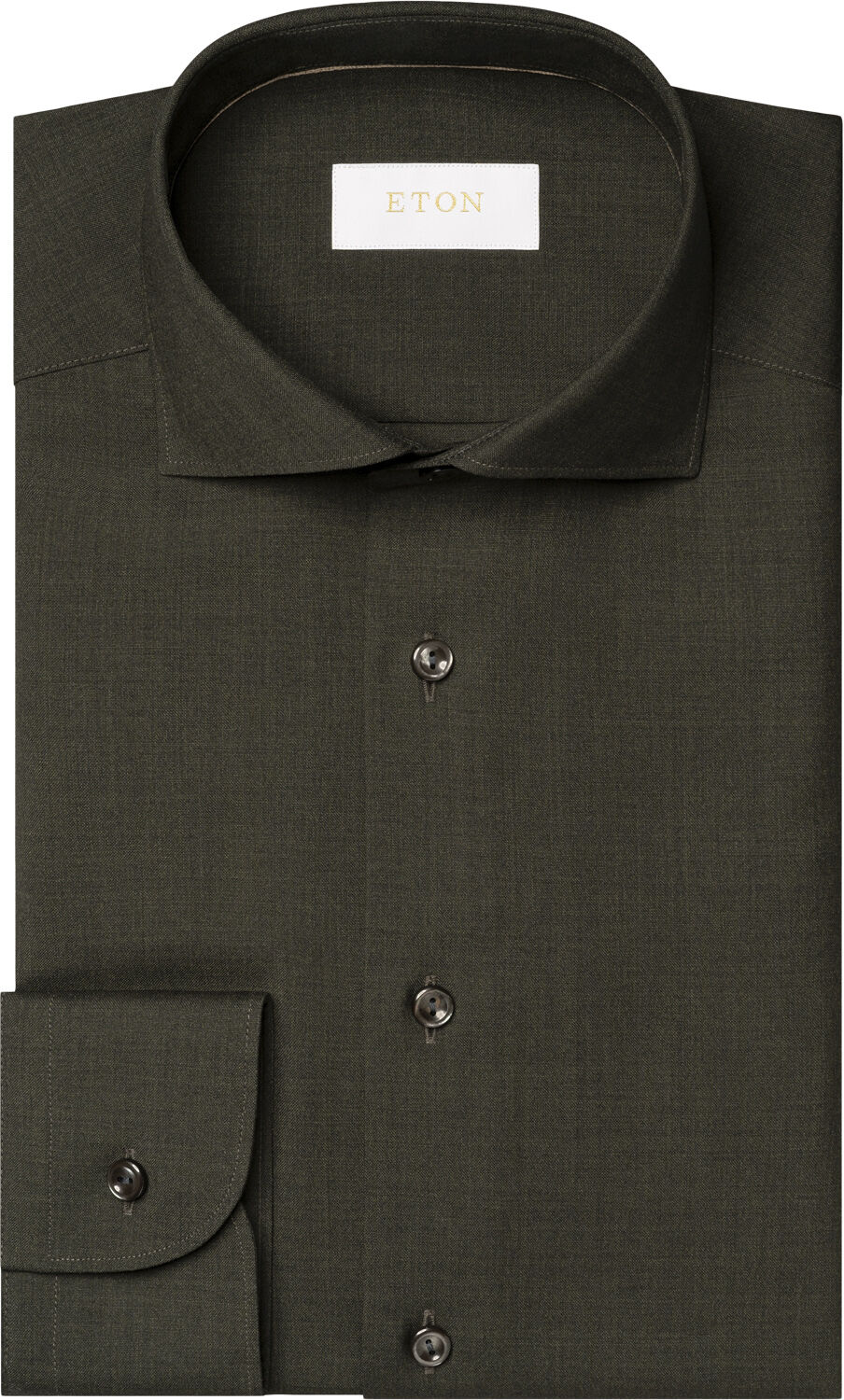 Slim Fit Dark Green Solid Merino Wool Shirt