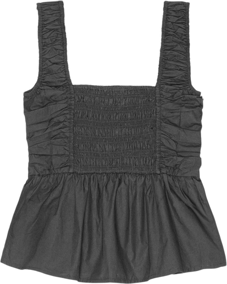 Cotton Poplin Smock Strap Blouse