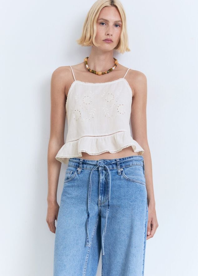 Lace embroidered top