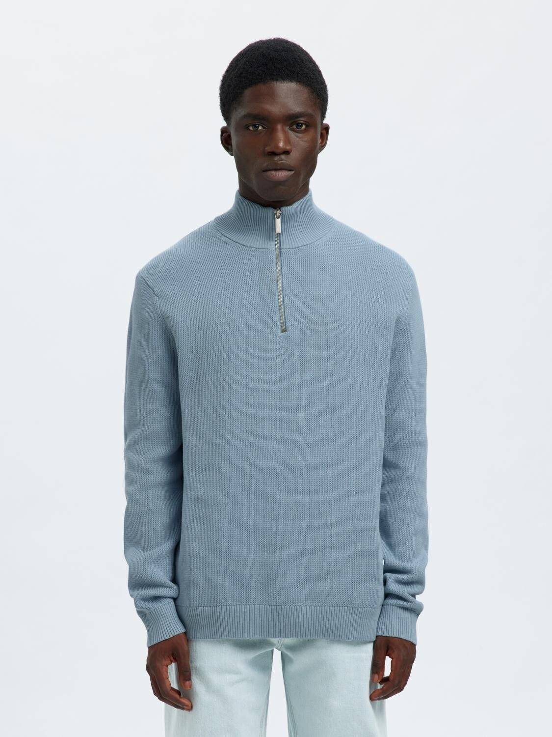 SLMDANE LS KNIT STRUCTURE HALF ZIP