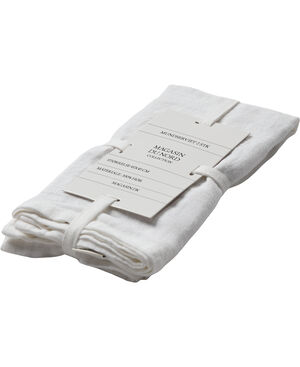 LINEN/HVID, MUNDSERVIET, SÆT AF 2 S
