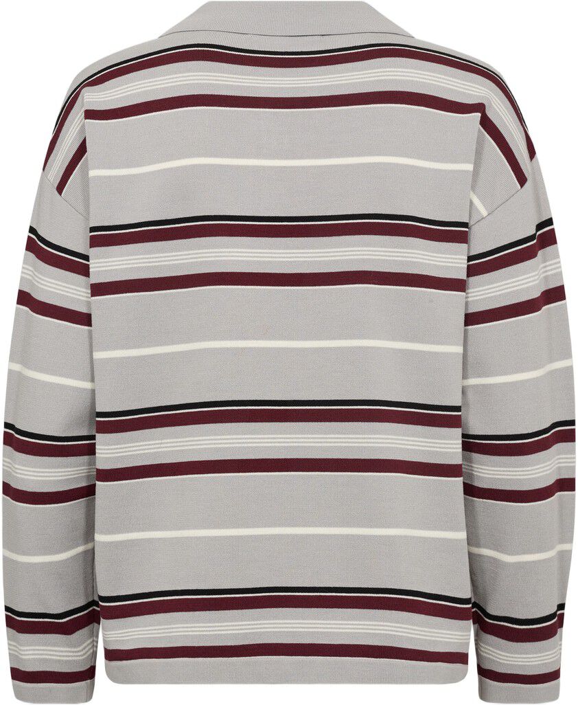 Polo long sleeve stripe knit blouse